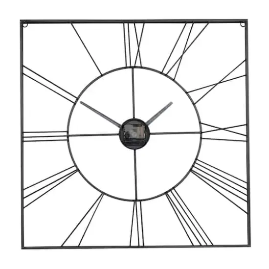 CosmoLiving by Cosmopolitan 24" Metal Square Wall Clock Black {10}