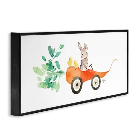 Stupell Industries Spring Rabbit Chicks Riding Seasonal Carrot Wagon Framed Giclee Art Black {4}