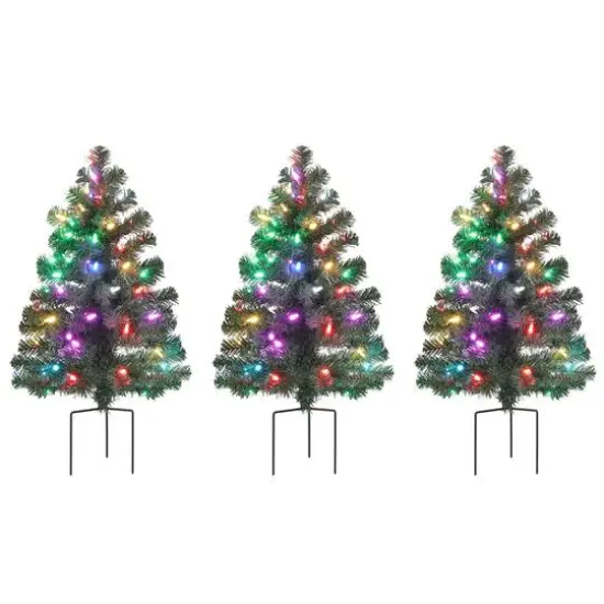 3ct. Pre-Lit Alexa Enabled Pathway Artificial Christmas Tree Set {9}