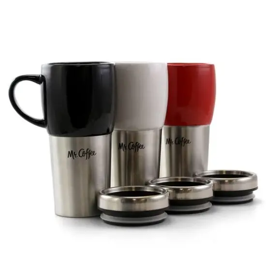 Mr. Coffee Traverse 16oz. Stainless Steel & Ceramic Travel Mugs, 3ct. {3}