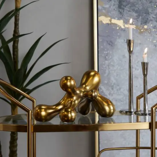 CosmoLiving by Cosmopolitan 13" Porcelain Molecule Abstract Sculpture Gold {4}