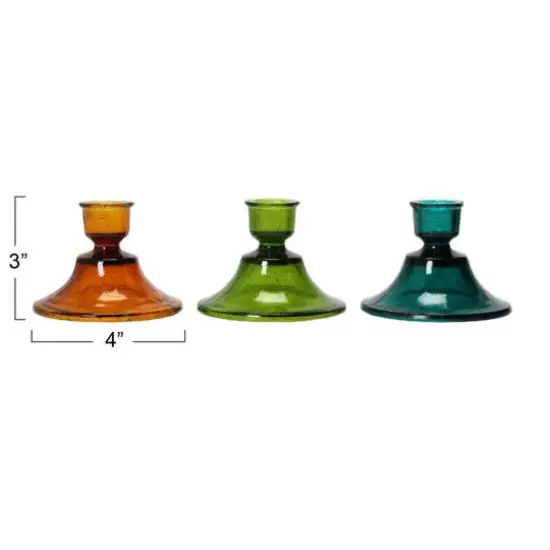 Hello Honey&reg; Multicolor Glass Taper Candle Holder Set {5}