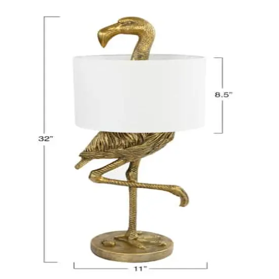 Hello Honey&reg; 32" Gold Finish Resin Flamingo Table Lamp with Linen Shade {6}