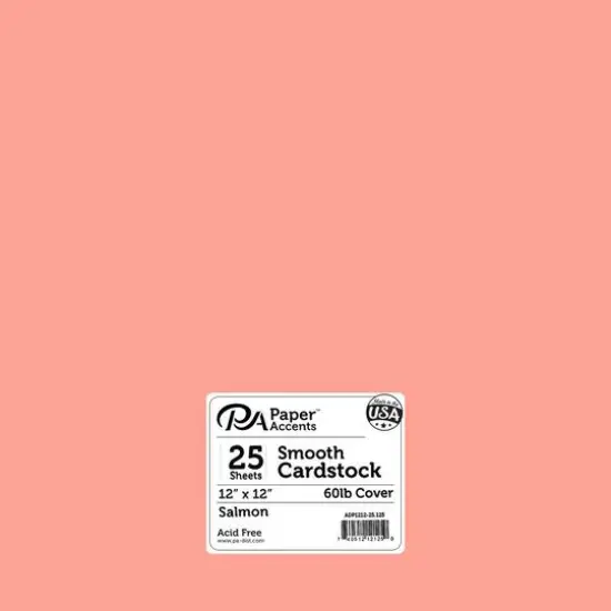 PA Paper&trade; Accents 12" x 12" 65lb. Smooth Cardstock, 25 Sheets Salmon {1}