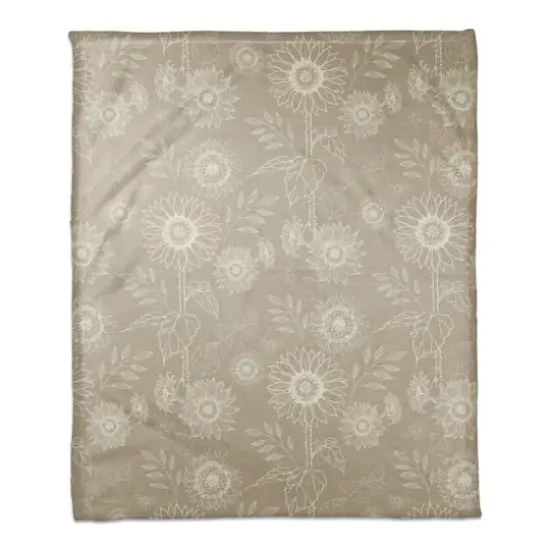 Sunflower Icons Coral Fleece Blanket Taupe {1}