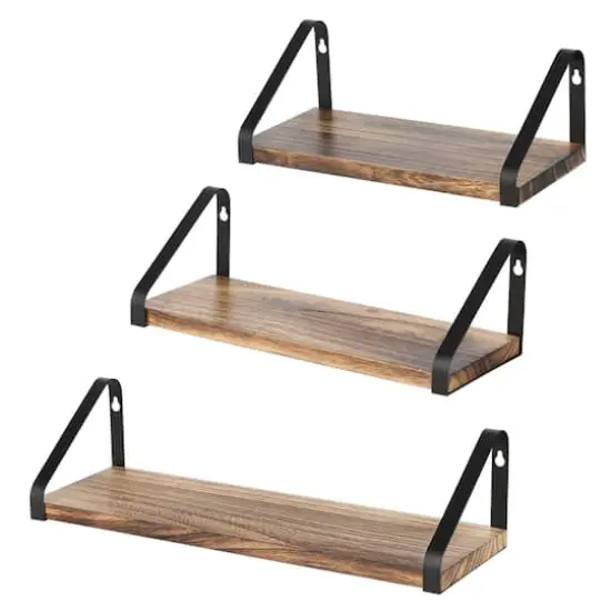 NEX&trade; Brown Rustic Wood Floating Shelves Set {1}
