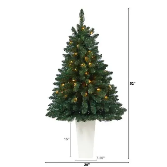 4.5ft. Pre-Lit Northern Rocky Spruce Artificial Christmas Tree in Tower Planter, Clear Lights {5}