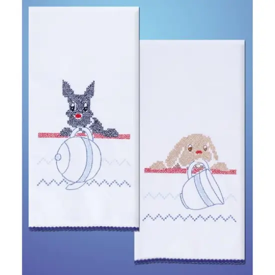 Tobin Dogs Stamped For Embroidery Kitchen Towels {1}