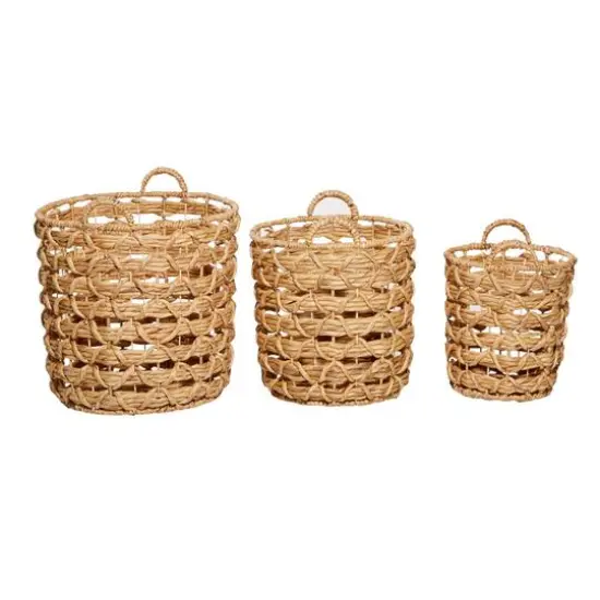 Brown Seagrass Coastal Storage Basket Set {3}