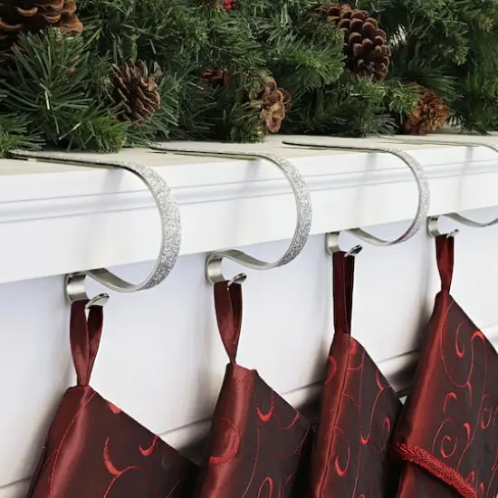 Original MantleClip&reg; Silver Glitter Stocking Holders, 4ct. {3}