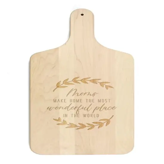 17" Moms Make Homes Wonderful Maple Paddle Cutting Board {1}