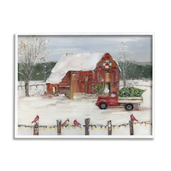 Stupell Industries Snowy Holiday Tree Farm Landscape Framed Giclee Art White {1}