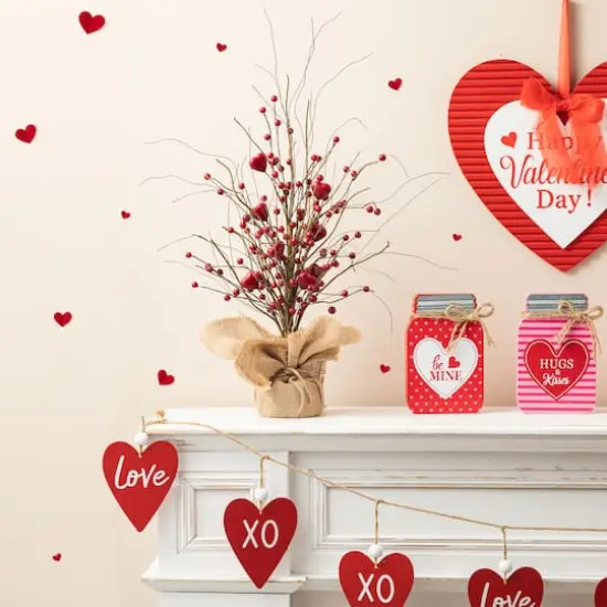 Glitzhome&reg; 18" Valentine's Berry Heart Table Tree {4}