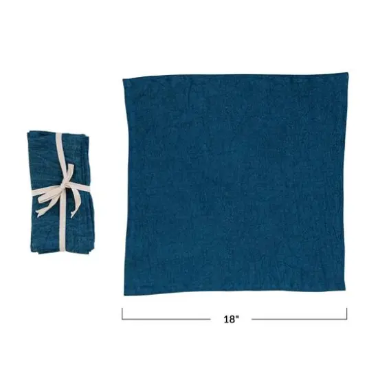 Hello Honey&reg; 18" Square Stonewashed Linen Dinner Napkins, 4ct. Navy {5}