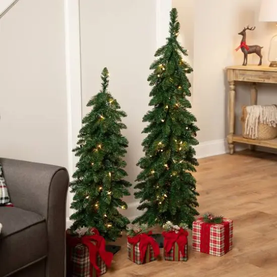 4ft. Pre-Lit Pencil Alpine Artificial Christmas Tree, Clear Lights {4}
