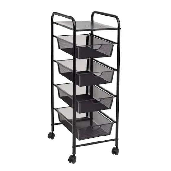 Honey Can Do Black 4-Drawer Rolling Cart {1}