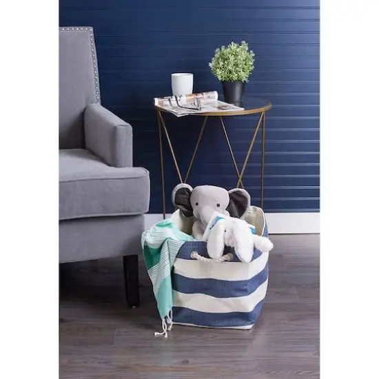 DII&reg; 16" Striped Woven Paper Storage Cube Nautical Blue {4}