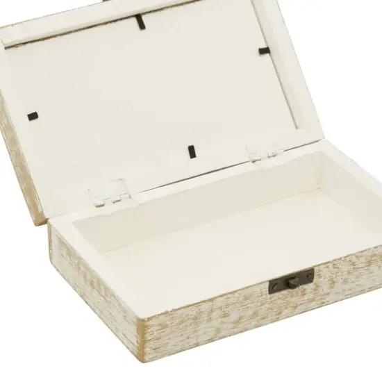 Distressed White Wooden Filigree Decorative Box Set {6}