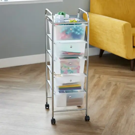 5 Drawer Rolling Cart by Simply Tidy&reg; Clear {6}
