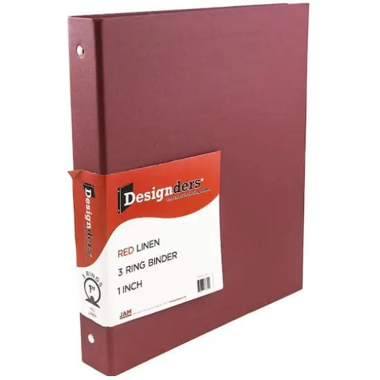 JAM Paper Designders&reg; 1" Red Linen 3 Metal Rings Binder, 2ct. {3}