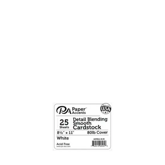 PA Paper&trade; Accents White 8.5" x 11" 80lb. Detail Blending Smooth Cardstock, 25 Sheets {1}