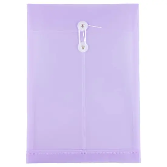 JAM Paper Legal Size Plastic Envelopes with Button & String Tie Closure, 12ct. Lilac Purple {1}