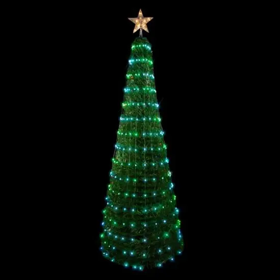 6ft. Pre-Lit Green Pop Up Artificial Outdoor Christmas Tree, Multiple Function Color-Changing Lights {3}