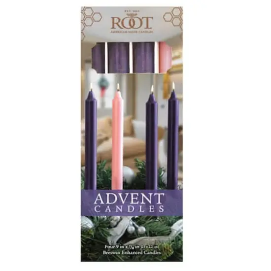 Root Candles 9" Unscented Advent Arista Taper Candles, 4ct.  {1}