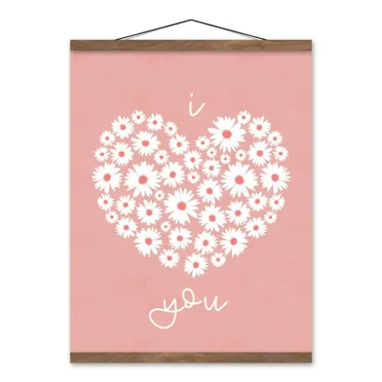 Daisy Heart Love Teak Hanging Canvas {1}