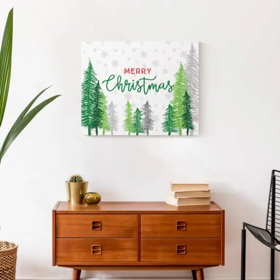 Merry Christmas Forest Canvas Wall Art {6}