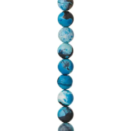Aqua & Black Dyed Agate Round Beads, 10mm by Bead Landing&trade; {1}