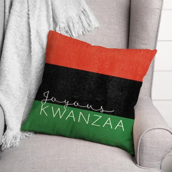 Joyous Kwanzaa Block Colors Throw Pillow {3}