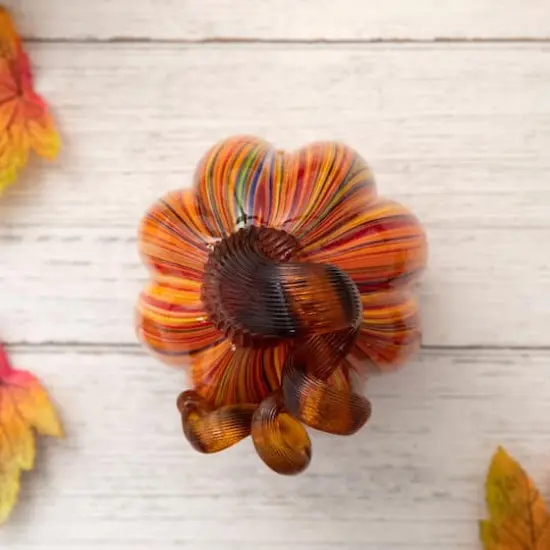 Glitzhome&reg; 5.5" Multi Striped Glass Pumpkin {13}