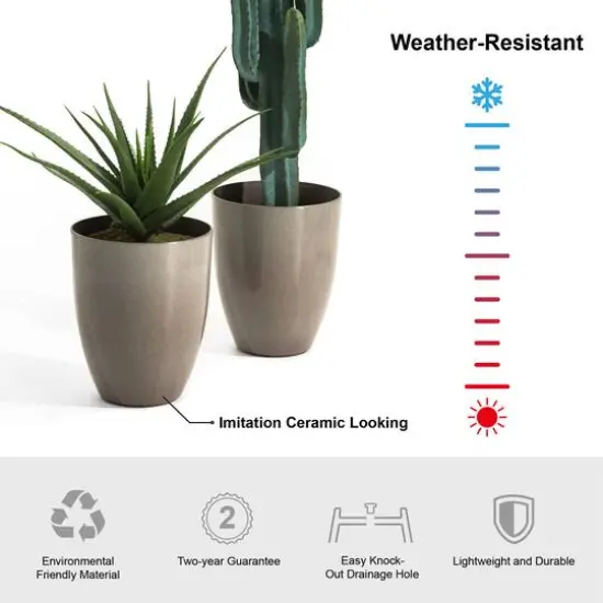 Glitzhome&reg; 17" Eco-Friendly Oversized Faux Ceramic Tall Bowl Planters, 2ct. Sand Beige {6}