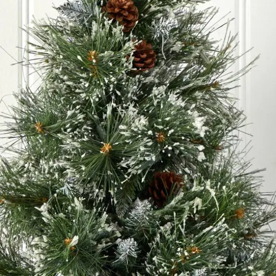 3ft. Pre-Lit Frosted Artificial Christmas Tree with Pinecones, Clear Lights {6}