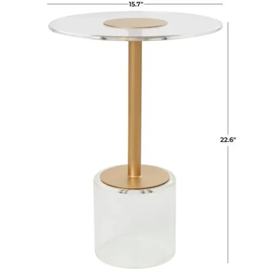 23" Clear Acrylic Accent Table with Gold Stand {9}