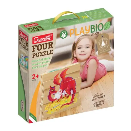 Quercetti&reg; Fantasy Animals Mix-N-Match Wood Puzzle {1}