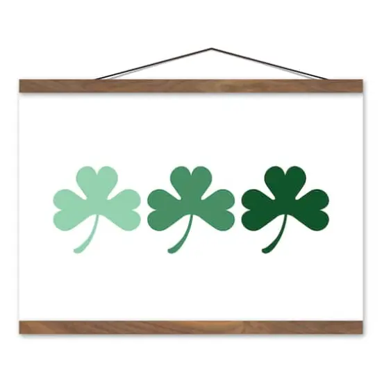 Ombre Shamrock Horizontal Hanging Canvas 16" x 20" Teak Hanging Canvas {1}