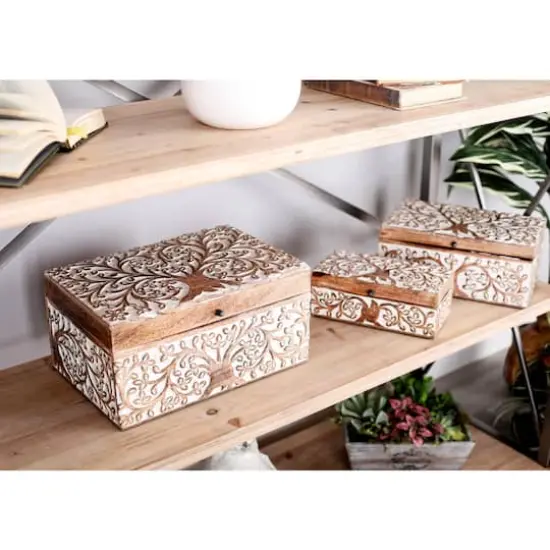 Natural Wooden Botanical Decorative Box Set {3}