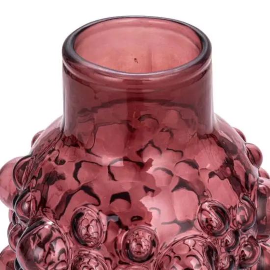 Hello Honey&reg; 8.5" Purple Raised Dots Round Glass Vase {6}