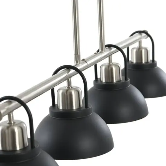 Hello Honey&reg; Robert Stevenson Lighting Walsh Metal 4-Light Linear Chandelier with Shades Black/Brushed Nickel {8}