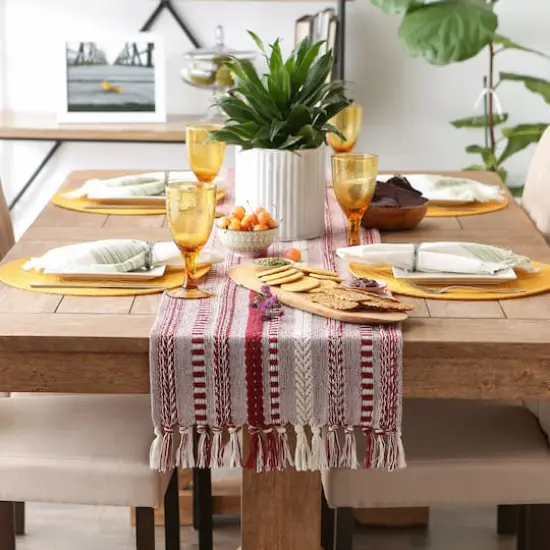 DII&reg; 72" Braided Stripe Table Runner Barn Red {5}