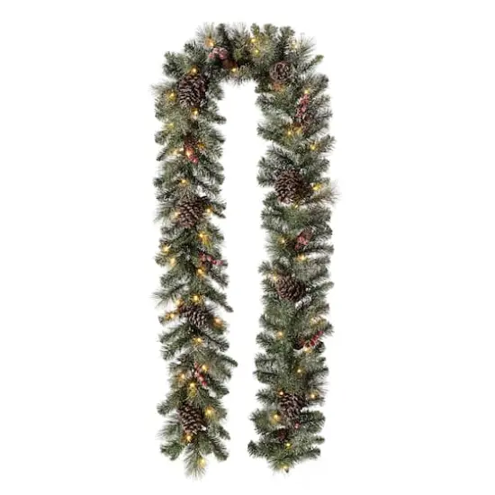 Glitzhome&reg; 9ft. LED Glittered Pinecone Christmas Garland {1}