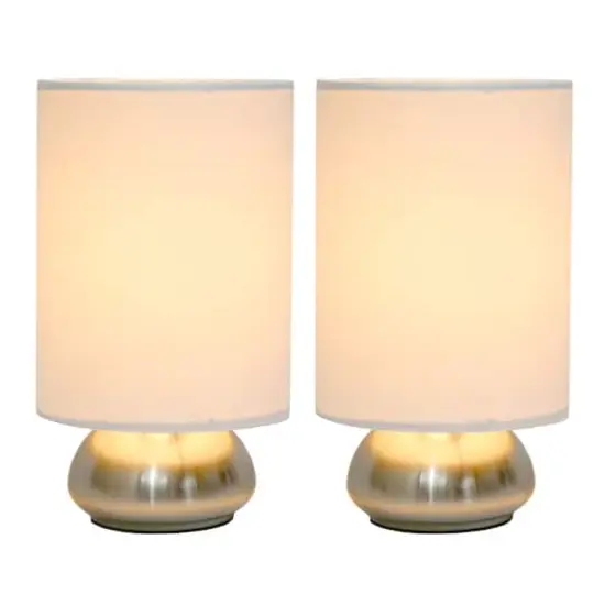Simple Designs&trade; 2-Pack Mini Touch Lamps with Shades Brushed Nickel Base and Ivy Shades {7}