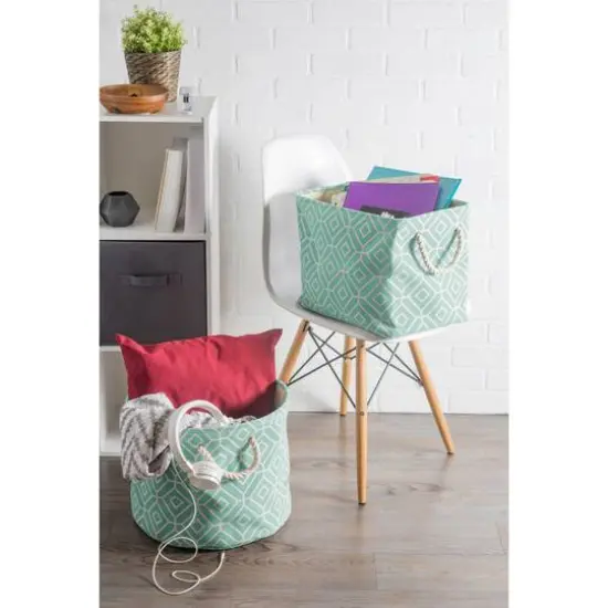 DII&reg; Large Stained Glass Print Rectangular Bin Aqua {7}