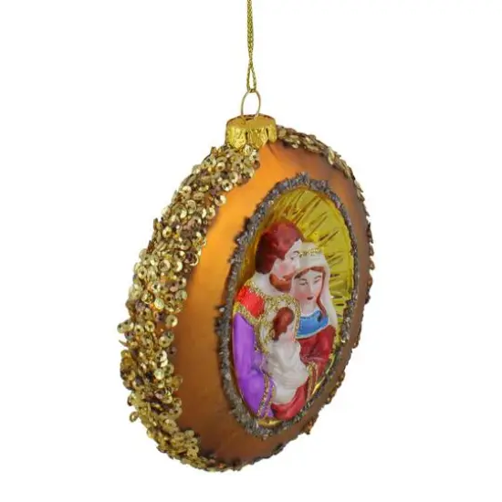 4" Joseph, Mary & Baby Jesus Glass Disc Ornament {6}