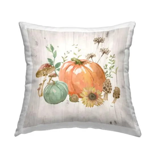 Stupell Industries Autumn Pumpkin Mushrooms Decorative Printed Throw Pillow {1}