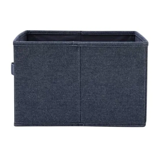 Household Essentials 7.5" Denim Blue Collapsible Cotton Blend Cube Storage Drawer, 2ct. {9}