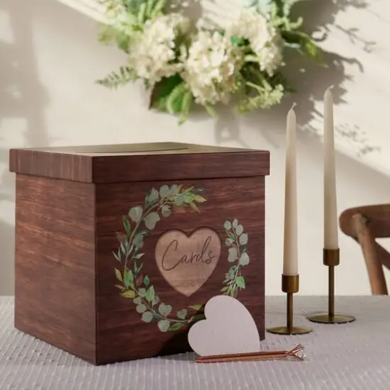 Kate Aspen&reg; Rustic Brown Faux Wood Print Card Box {7}