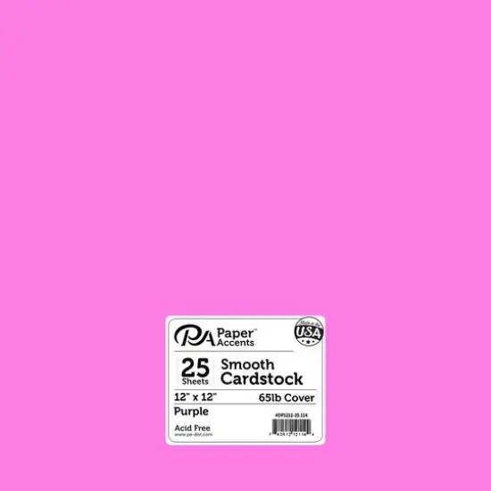 PA Paper&trade; Accents 12" x 12" 65lb. Smooth Cardstock, 25 Sheets Purple {1}